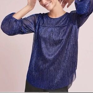 Moulinette Soeurs by Anthropologie Royal Blue metallic Blouse
